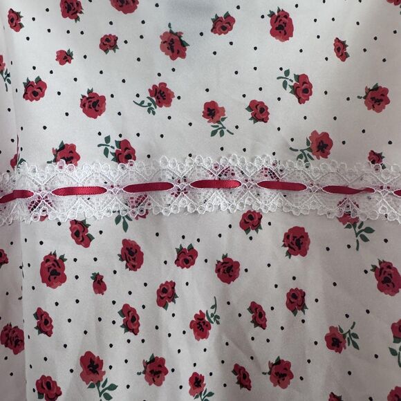 Forever 21 Dress Womens Medium White Red Floral Lace Slip Cami Lined Mini Zipper - Picture 8 of 9